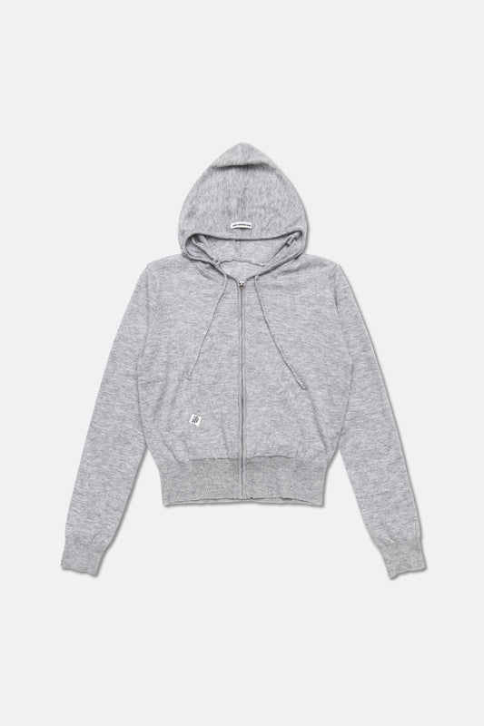 Aim Higher Club Essential Hooded Zip-Up Merino Cardigan/ Flecking Grey