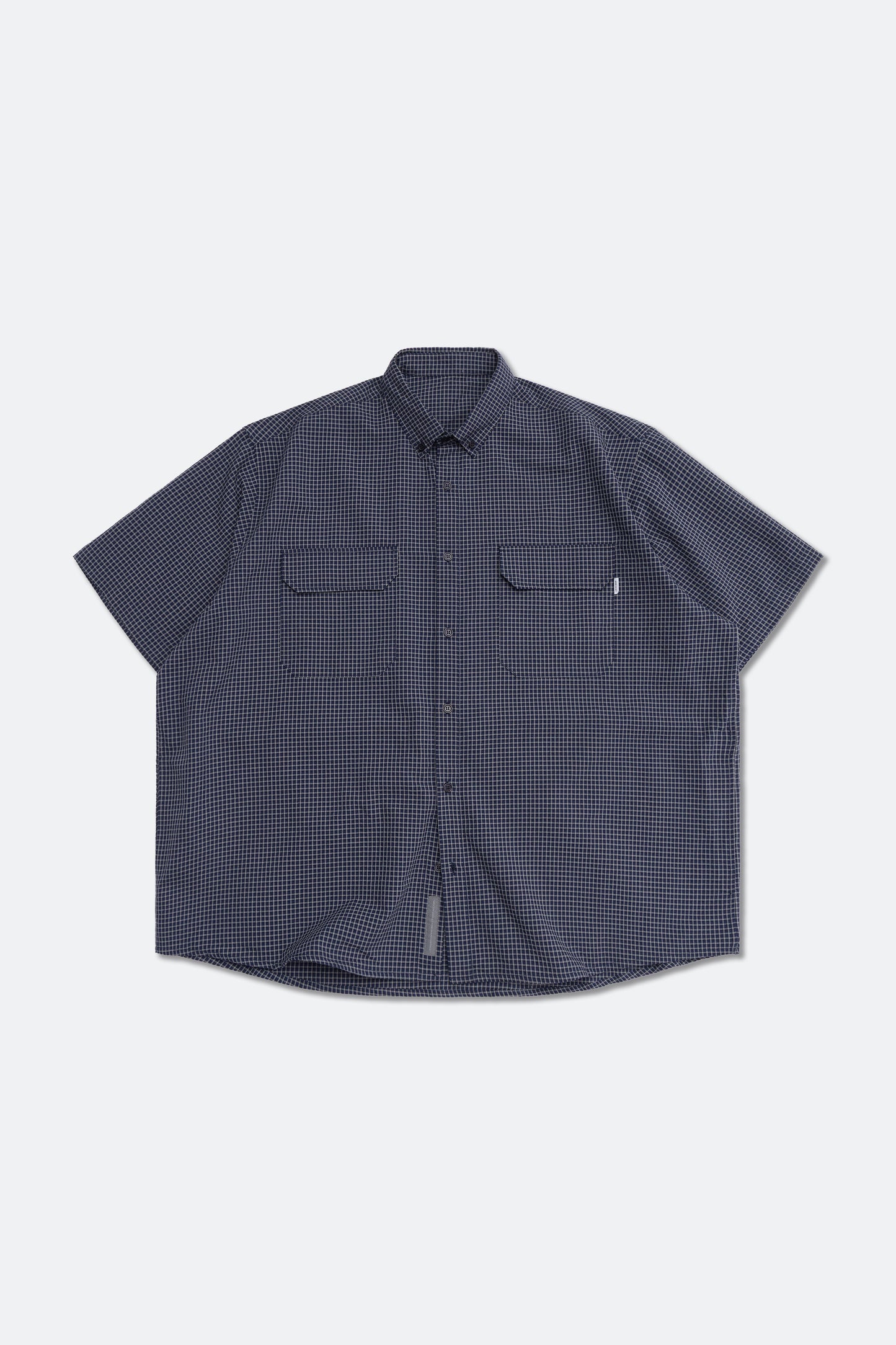 GROCERY DOUBLE POCKET SHORT SLEEVE CHECK SHIRT/ NAVY
