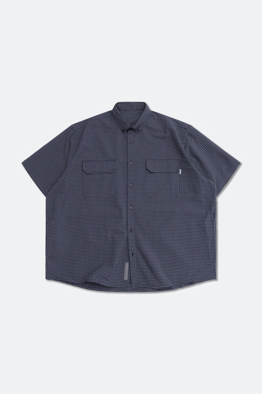 GROCERY DOUBLE POCKET SHORT SLEEVE CHECK SHIRT/ NAVY