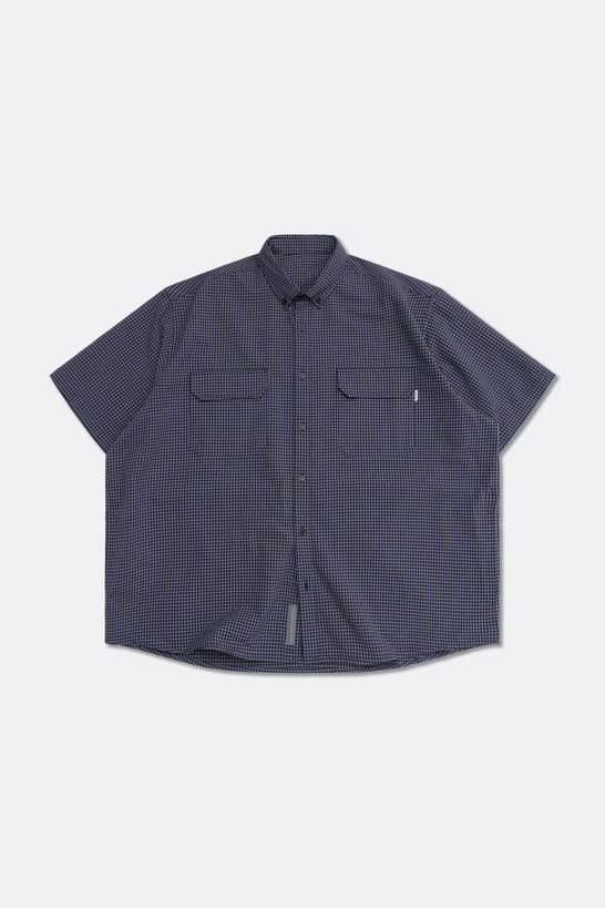 GROCERY DOUBLE POCKET SHORT SLEEVE CHECK SHIRT/ NAVY