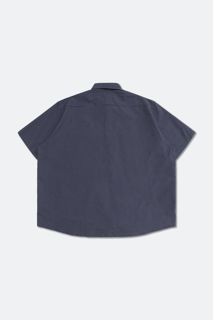 GROCERY DOUBLE POCKET SHORT SLEEVE CHECK SHIRT/ NAVY