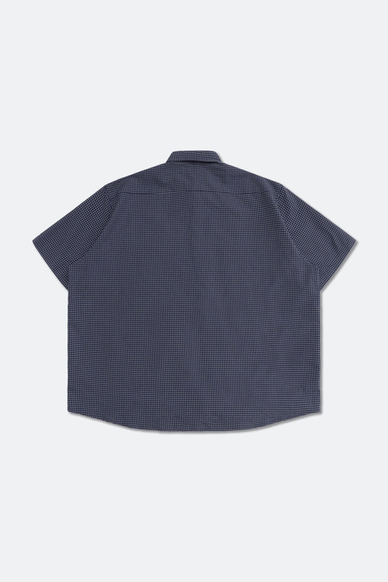GROCERY DOUBLE POCKET SHORT SLEEVE CHECK SHIRT/ NAVY