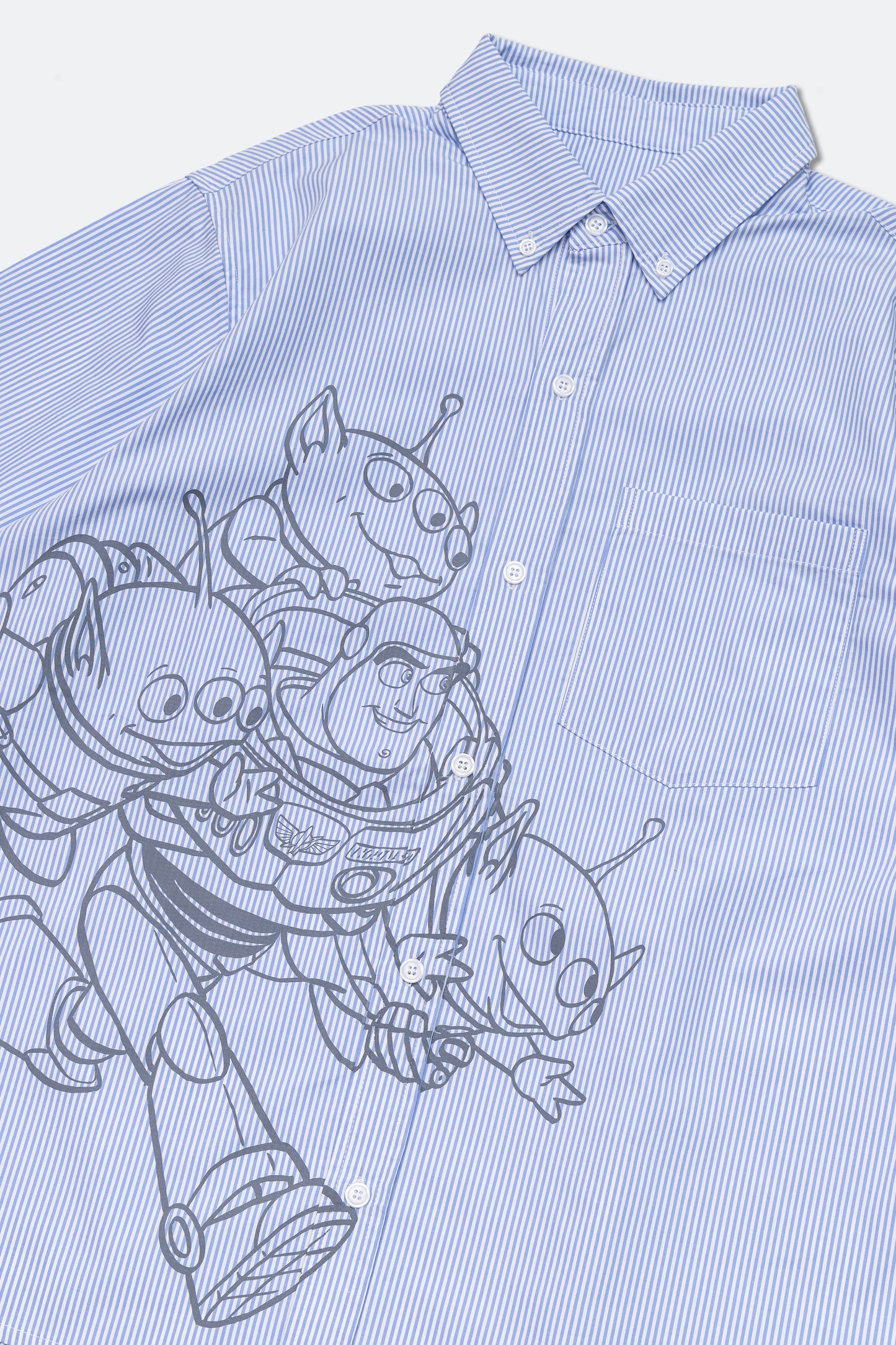 GROCERY | TARMAC | TOY STORY BUZZ & ALIENS STRIPE SHORT SLEEVE SHIRT/ BLUE