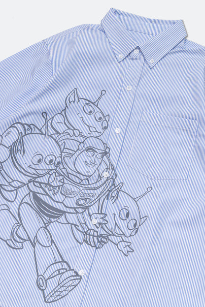 GROCERY | TARMAC | TOY STORY BUZZ & ALIENS STRIPE SHORT SLEEVE SHIRT/ BLUE