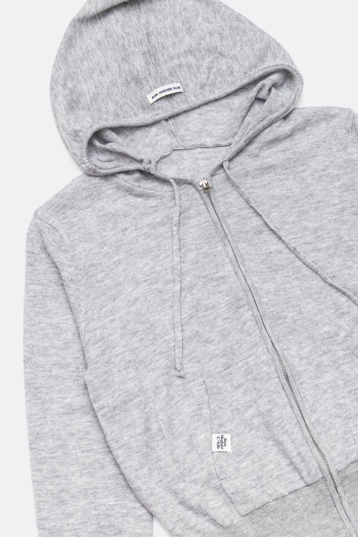 Aim Higher Club Essential Hooded Zip-Up Merino Cardigan/ Flecking Grey
