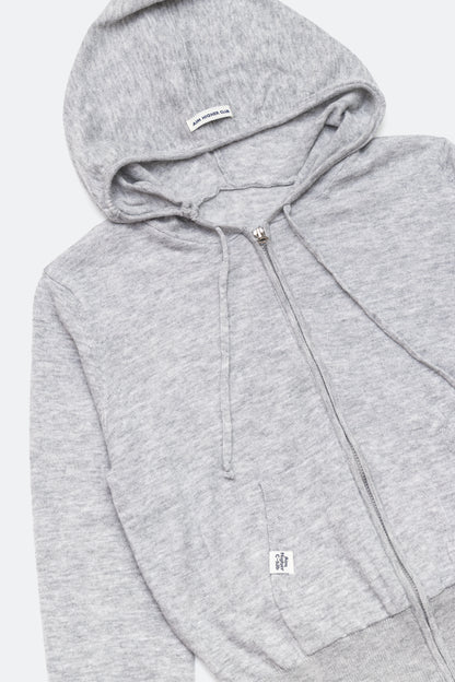 Aim Higher Club Essential Hooded Zip-Up Merino Cardigan/ Flecking Grey