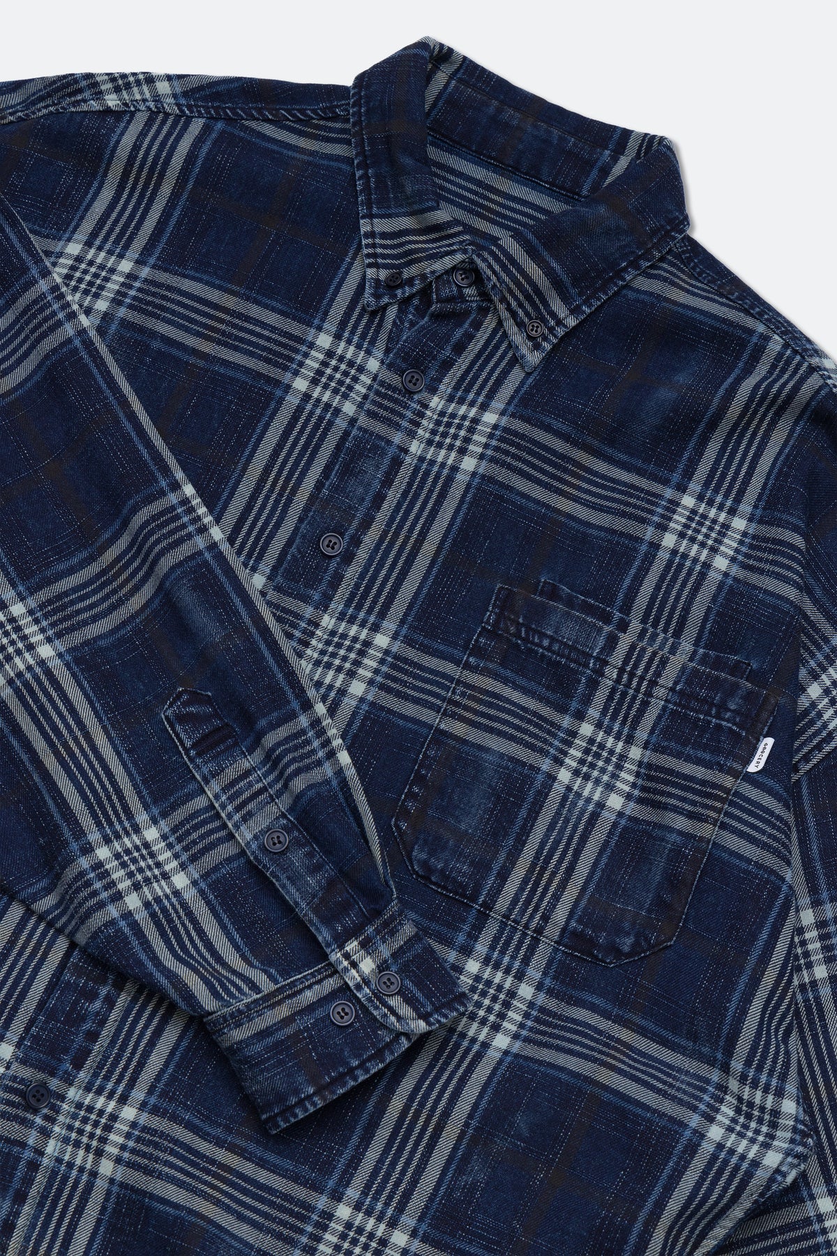 GROCERY VINTAGE WASHED FLANNEL CHECK SHIRT/ NAVY