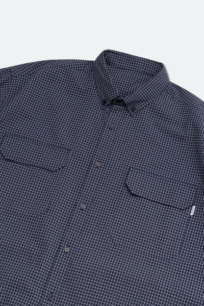 GROCERY DOUBLE POCKET SHORT SLEEVE CHECK SHIRT/ NAVY