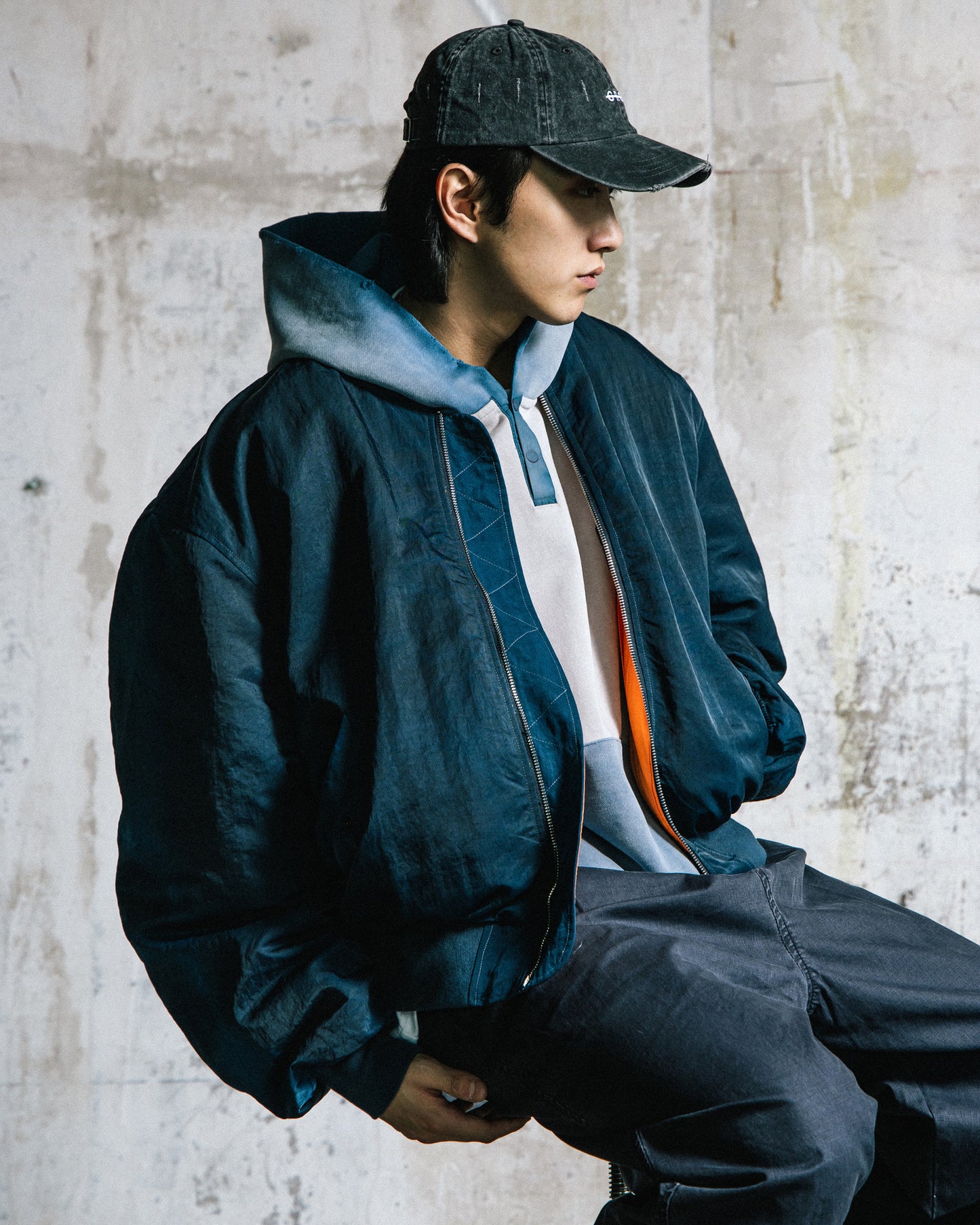 GROCERY WASHED MA-1 BOMBER JACKET/ DIRTY NAVY