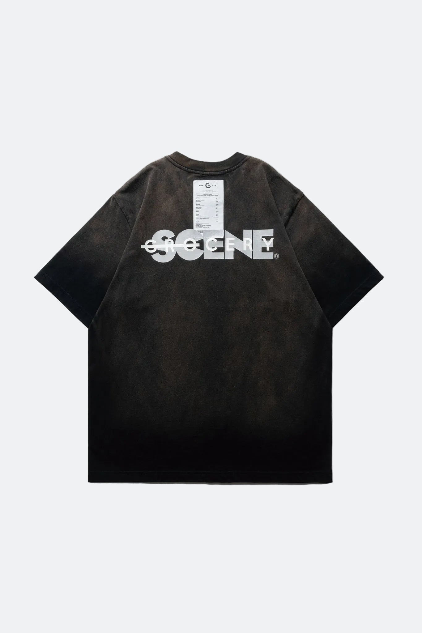 SCENE X GROCERY REFLECTIVE LOGO WASHED INVOICE TEE/ BLACK