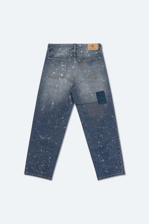 GROCERY x M.ATO PATCHWORK PAINTED WASHED DENIM JEANS/ BLUE