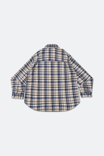 GROCERY DOUBLE POCKET FLANNEL SHIRT/ BEIGE & NAVY