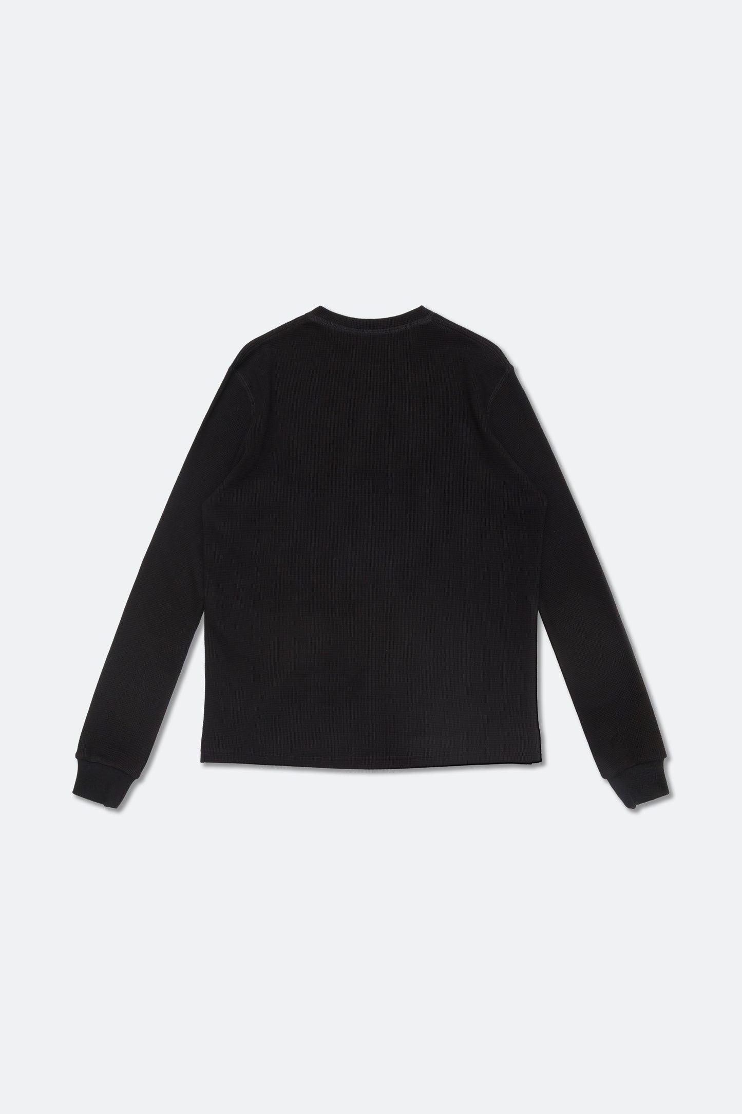 gro. by DM WAFFLE HENLEY NECK LONG TOP/ BLACK