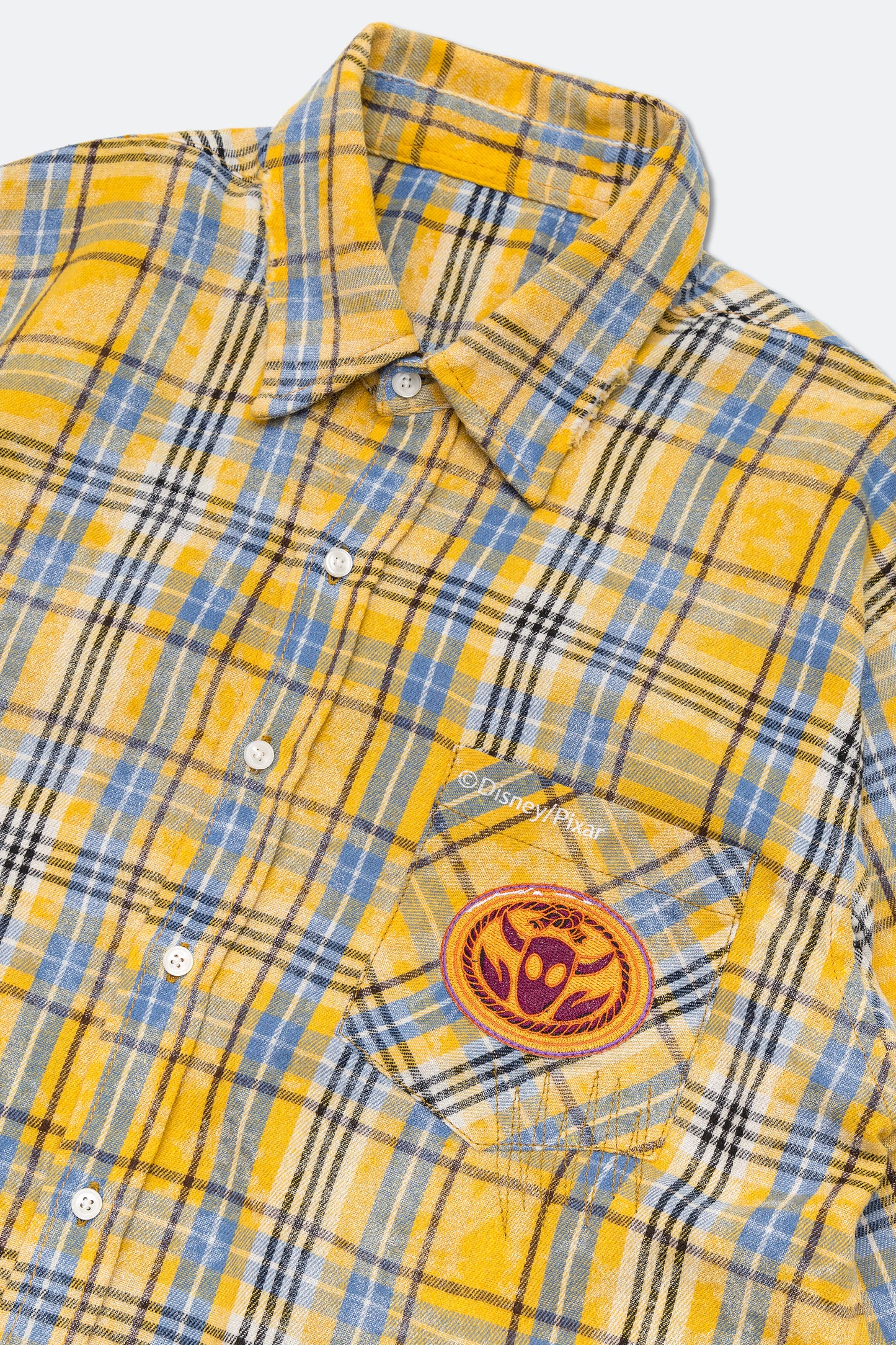 GROCERY | TARMAC | TOY STORY DESTROYED PATCHWORK CHECK SHIRT/ YELLOW