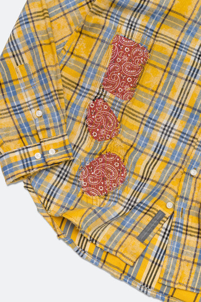 GROCERY | TARMAC | TOY STORY DESTROYED PATCHWORK CHECK SHIRT/ YELLOW