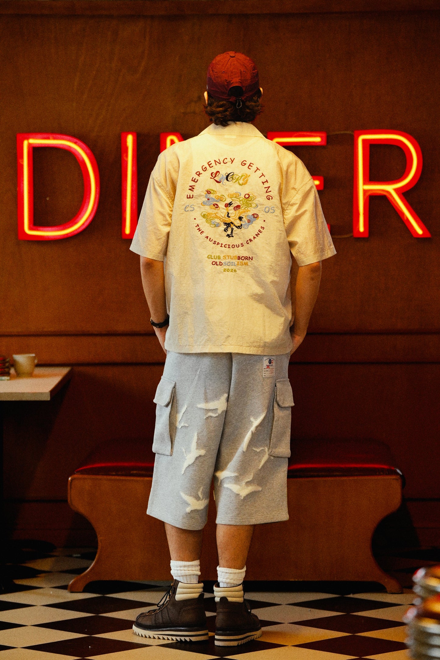 CLUB STUBBORN X OLDSOILISM SOUVENIR SHIRT/ SAND CRANES