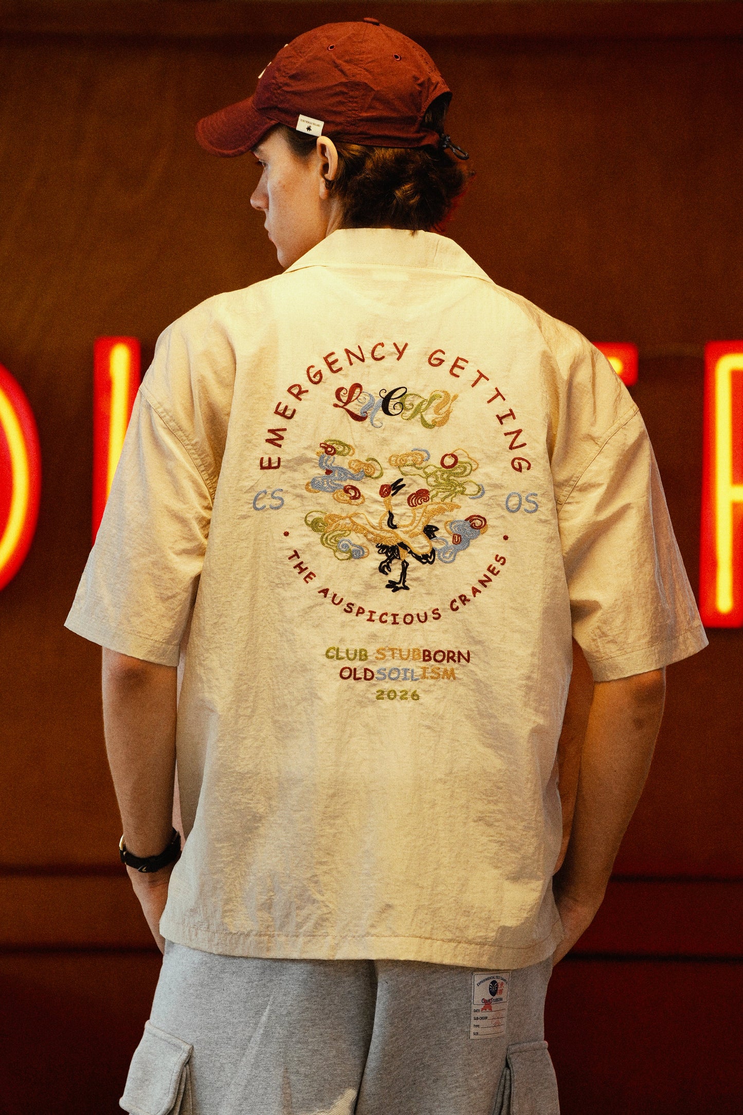 CLUB STUBBORN X OLDSOILISM SOUVENIR SHIRT/ SAND CRANES