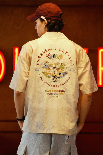 CLUB STUBBORN X OLDSOILISM SOUVENIR SHIRT/ SAND CRANES