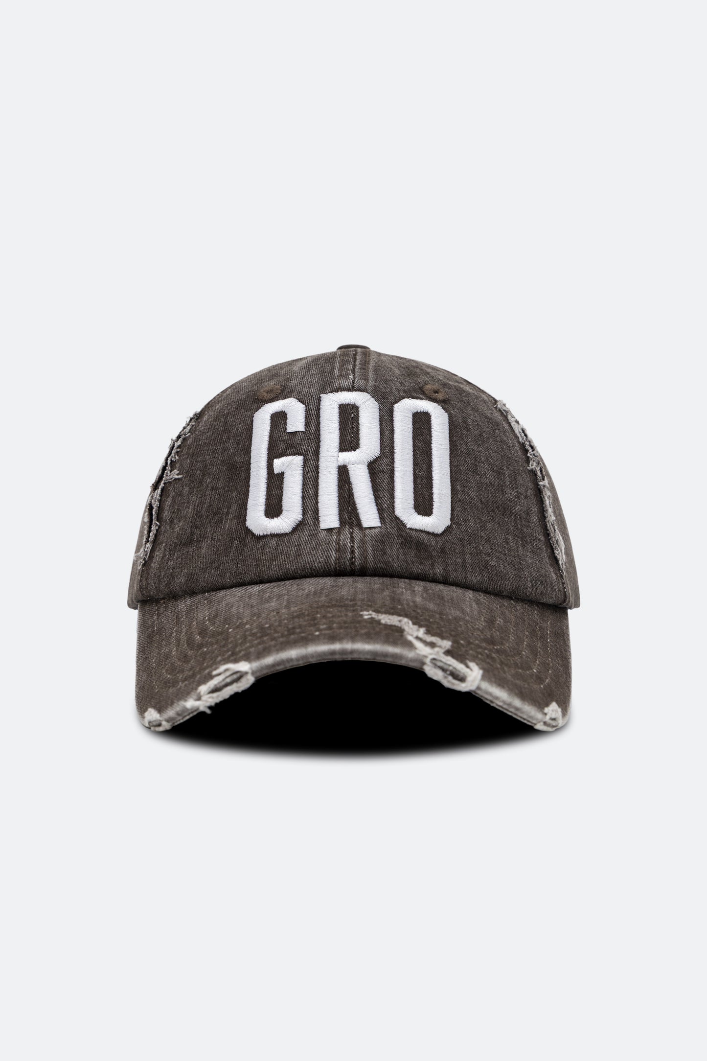 gro. by DM DISTRESSED LOGO CAP/ WASHED BROWN