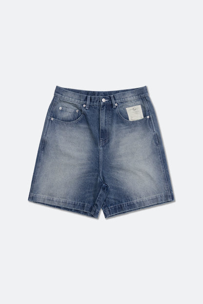 GROCERY G LOGO WASHED DENIM SHORTS/ FADED BLUE