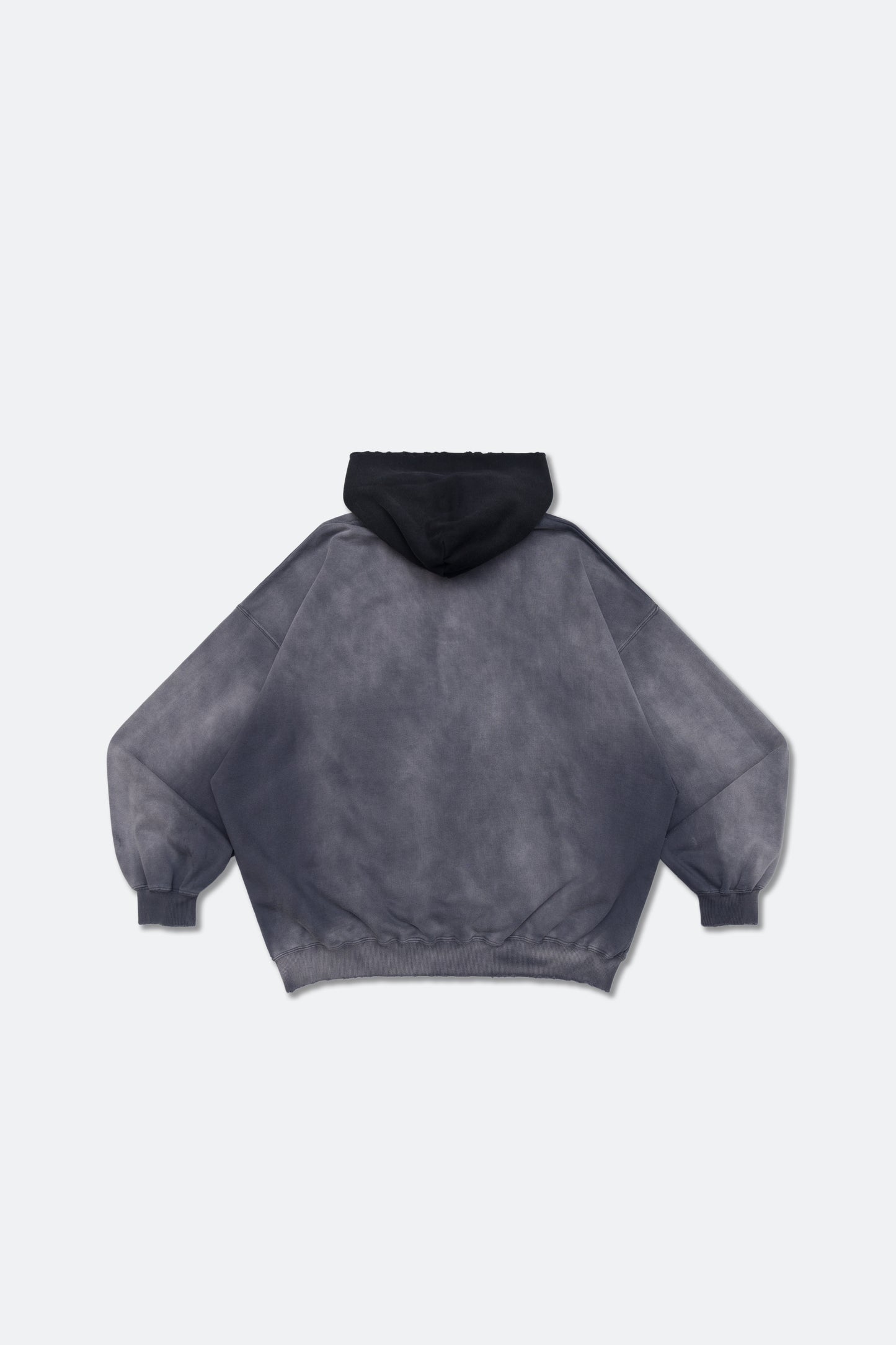GROCERY TWO TONE BUTTON NECK WASHED HOODIE/ GREY & BLACK