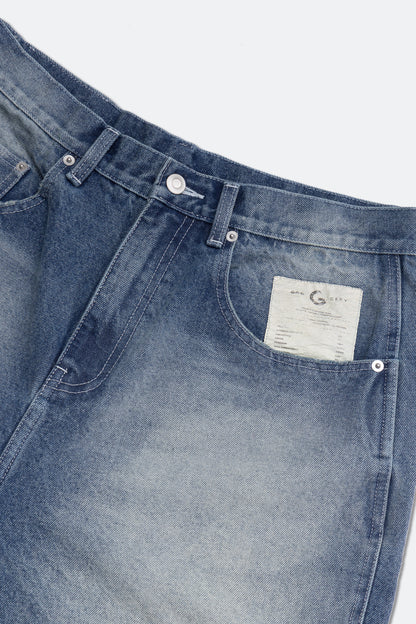 GROCERY G LOGO WASHED DENIM SHORTS/ FADED BLUE