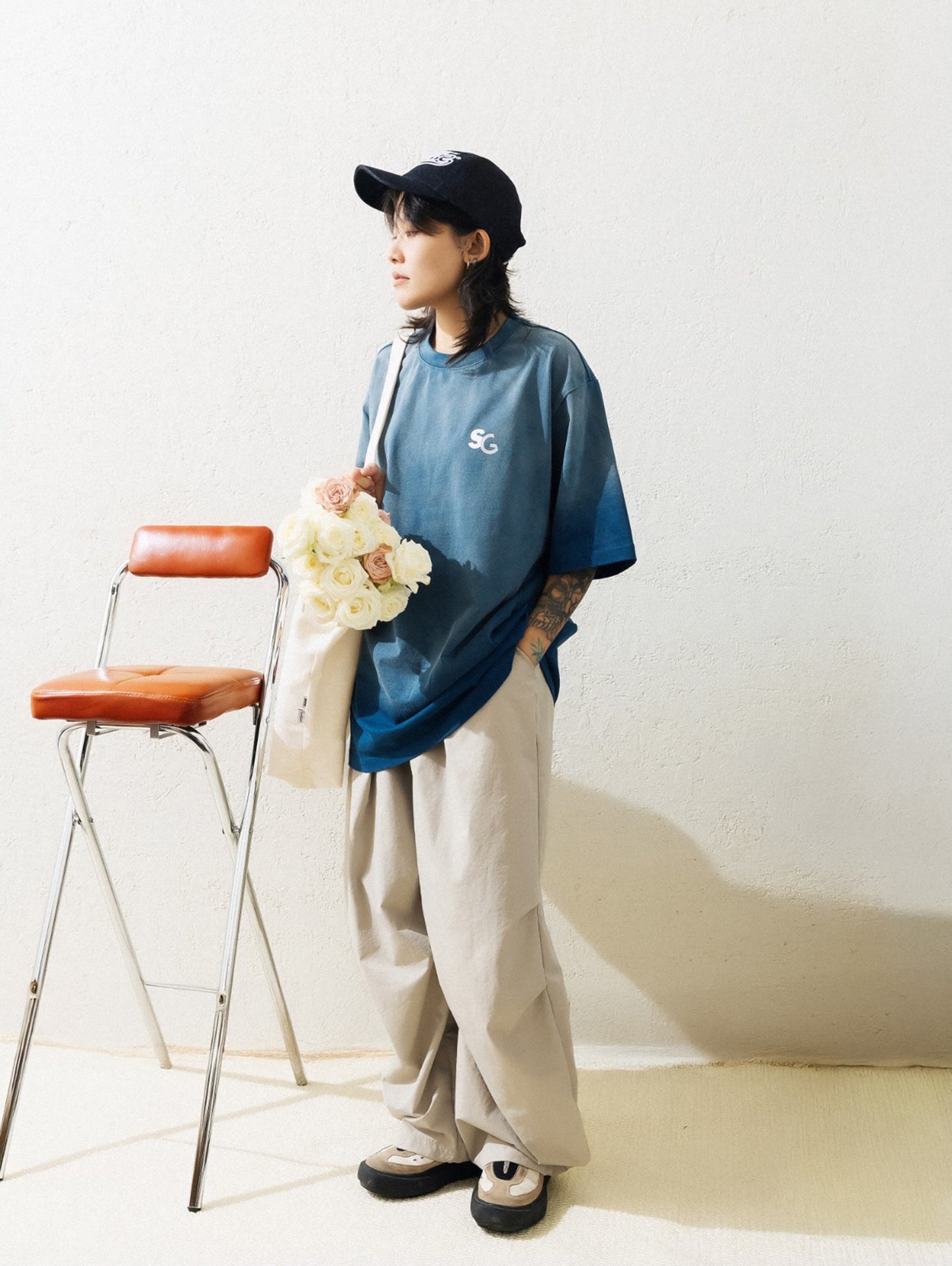 SCENE X GROCERY REFLECTIVE LOGO WASHED INVOICE TEE/ TEAL