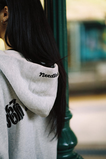 URDU X NEEDLESS DONALD DUCK KUNG FU ZIP UP HOODIE/ GREY