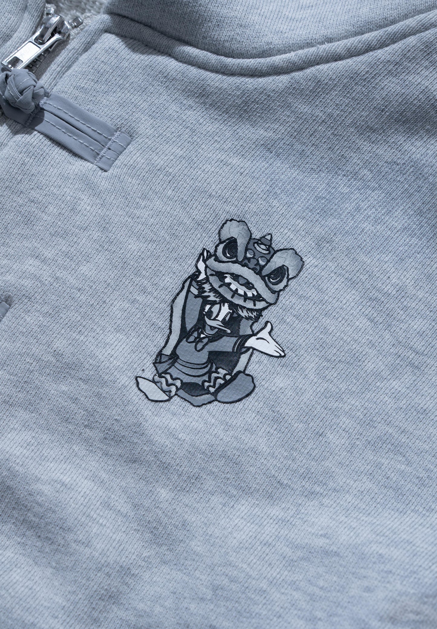 URDU X NEEDLESS DONALD DUCK KUNG FU ZIP UP HOODIE/ GREY