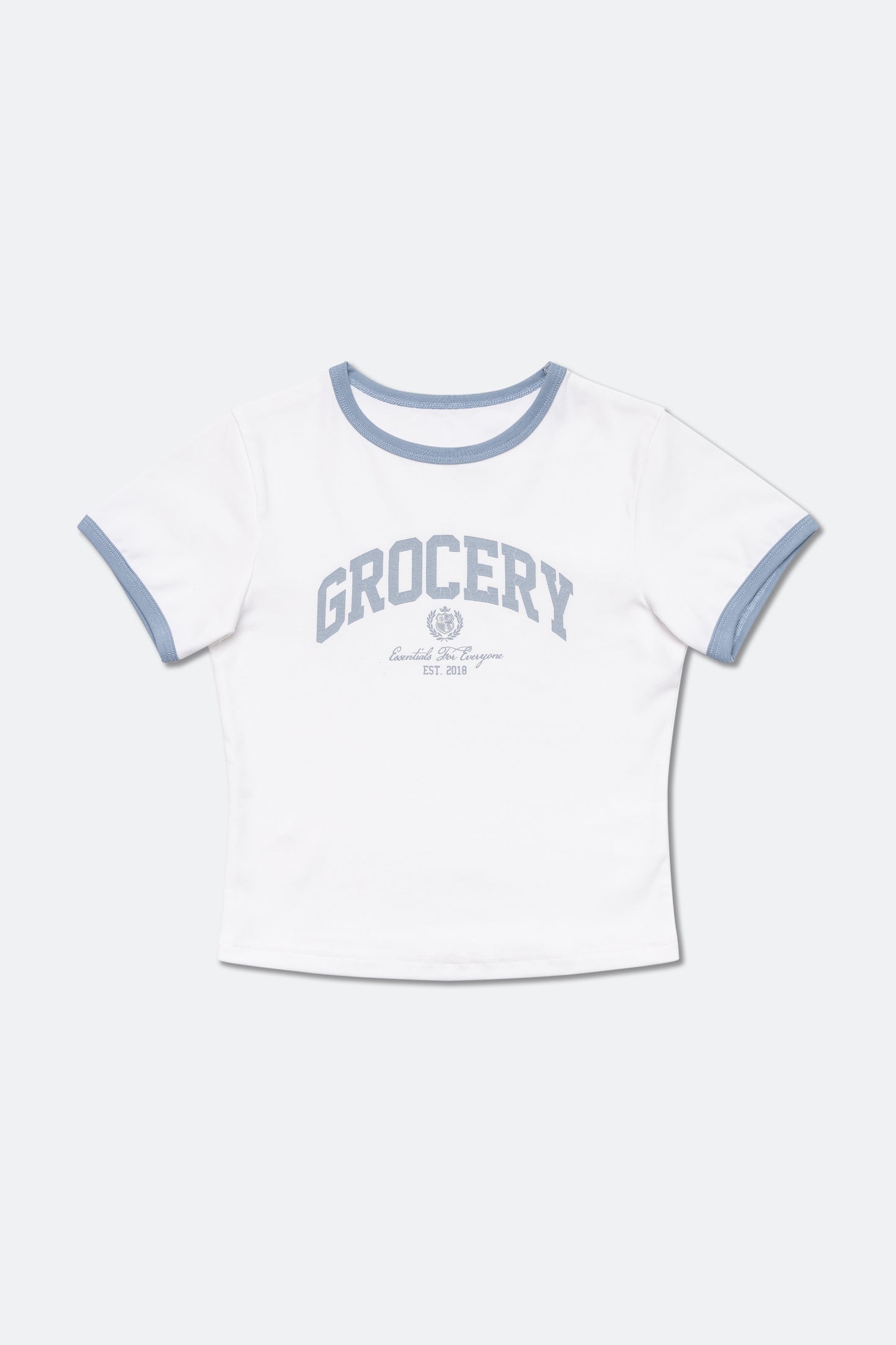 GROCERY COLLEGE LOGO RINGER BABY TEE/ WHITE