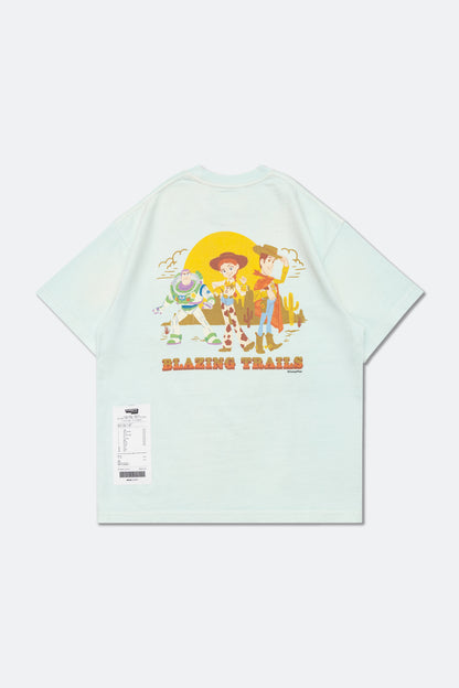 GROCERY | TARMAC | TOY STORY BLAZING TRAILS WASHED GRAPHIC POCKET BOXY TEE/ FADED TIFFANY BLUE