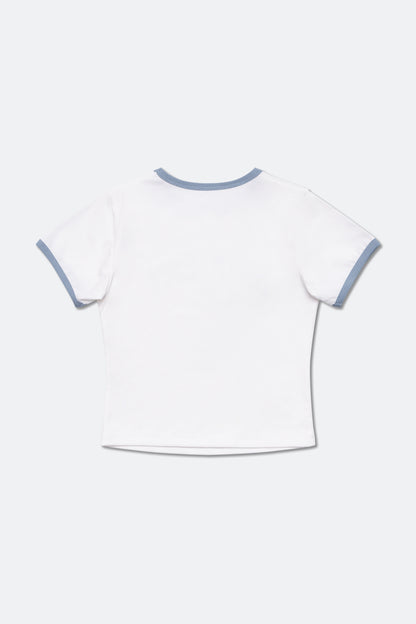 GROCERY COLLEGE LOGO RINGER BABY TEE/ WHITE