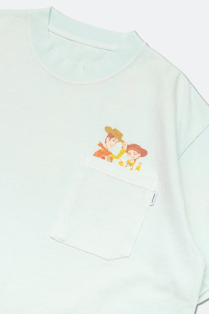 GROCERY | TARMAC | TOY STORY BLAZING TRAILS KIDS WASHED GRAPHIC POCKET TEE/ FADED TIFFANY BLUE