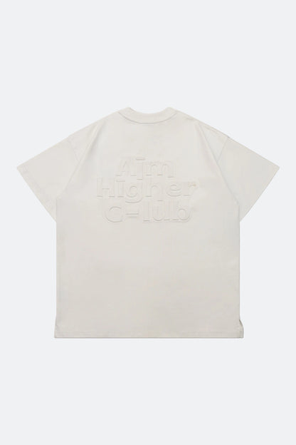 Aim Higher Club Embossed Unisex Logo Tee/ Cream