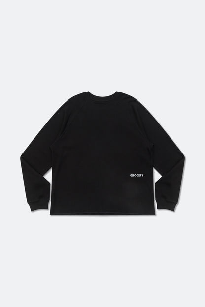 GROCERY LOGO WAFFLE LONG TOP/ BLACK