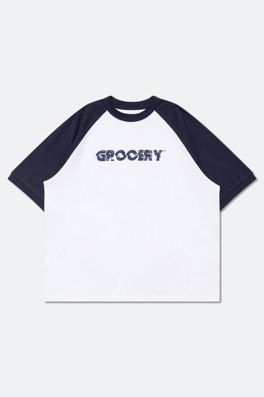 GROCERY CONTRAST RAGLAN LOGO TEE/ WHITE
