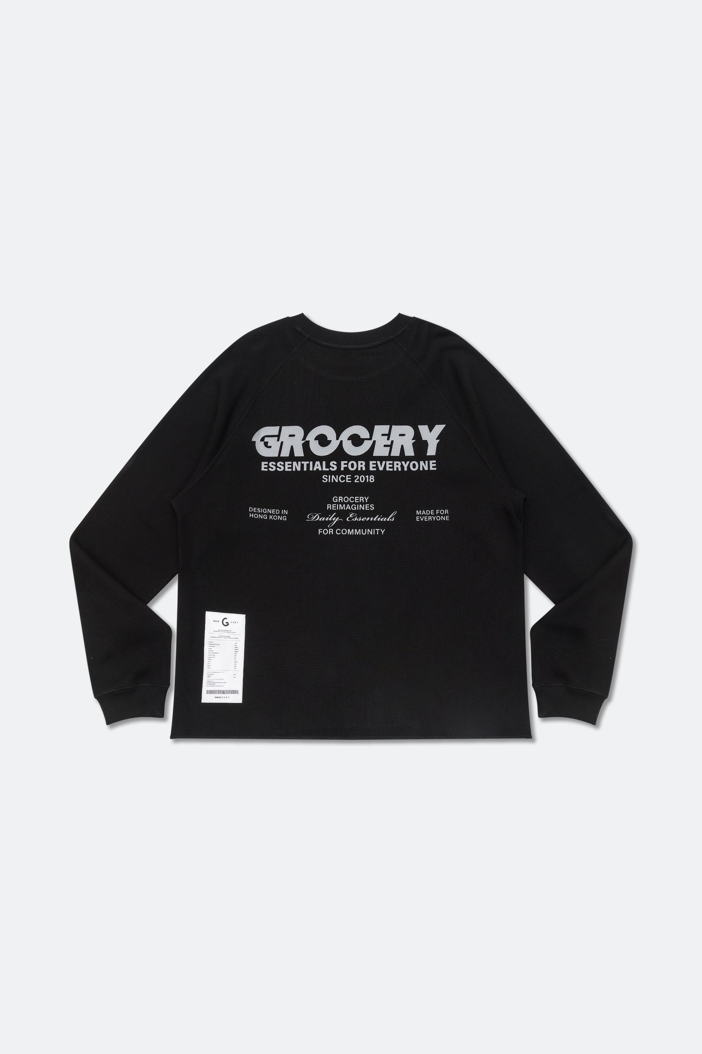 GROCERY LOGO WAFFLE LONG TOP/ BLACK