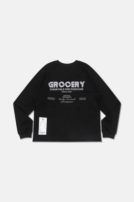 GROCERY LOGO WAFFLE LONG TOP/ BLACK