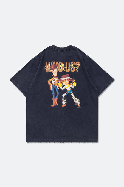 GROCERY | TARMAC | TOY STORY WOODY & JESSIE WASHED GRAPHIC BOXY TEE/ NAVY