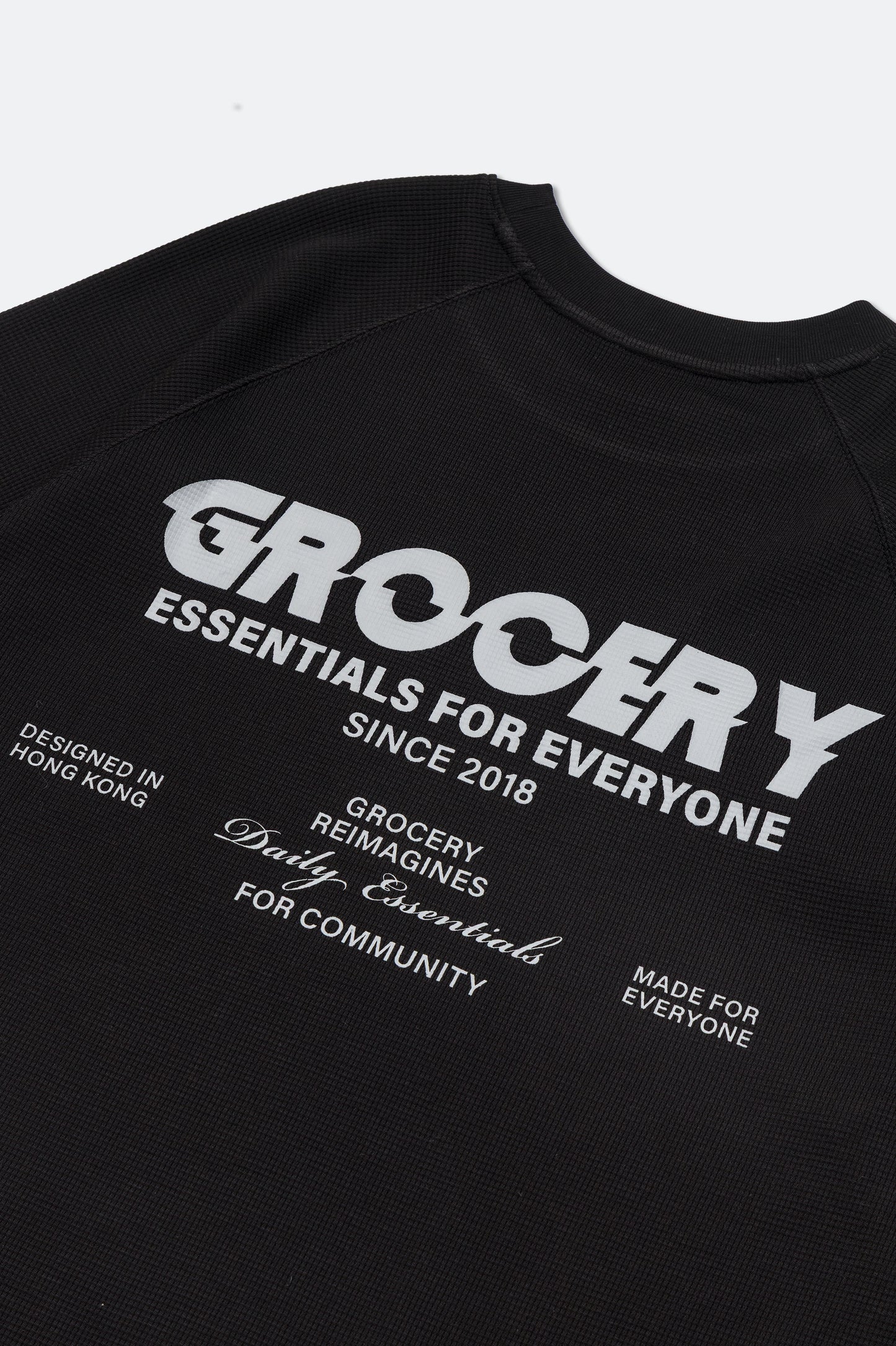 GROCERY LOGO WAFFLE LONG TOP/ BLACK