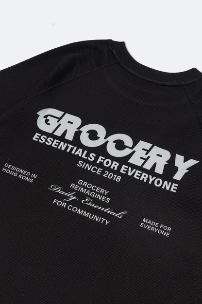 GROCERY LOGO WAFFLE LONG TOP/ BLACK