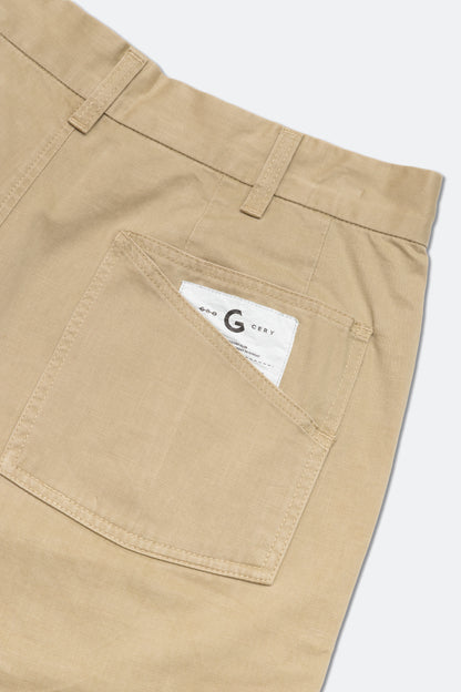 GROCERY WASHED DOUBLE POCKET DISTRESSED CHINO SHORTS/ KHAKI