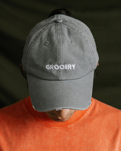 GROCERY LIGHT WASHED DISTRESSED CAP/ LIGHT GREY