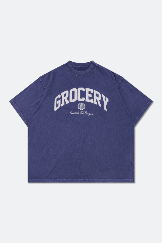 GROCERY VINTAGE COLLEGE LOGO WASHED BOXY TEE/ PURPLE