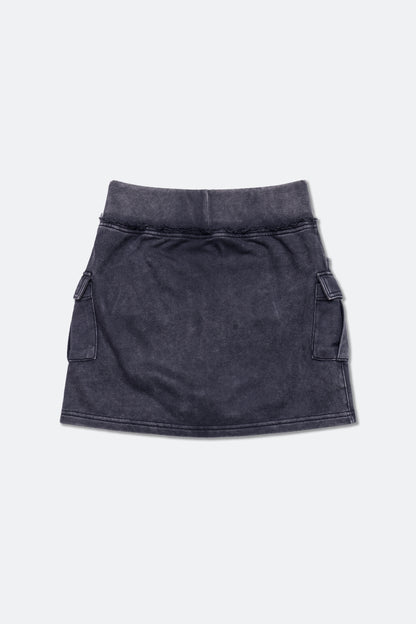 GROCERY WASHED CARGO MINI SWEAT SKIRT/ BLACK