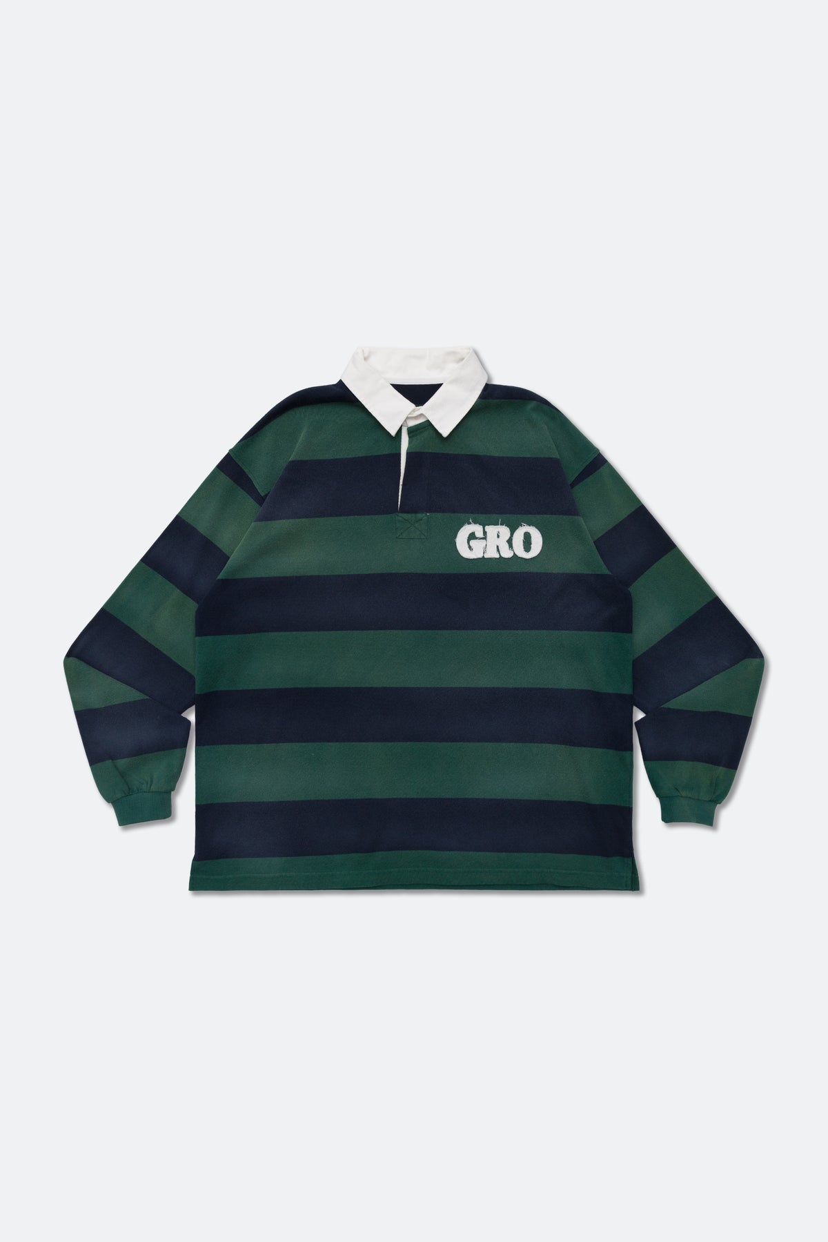 GROCERY PATCH LOGO LONG SLEEVE RUGBY SHIRT/ GREEN & NAVY