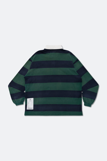 GROCERY PATCH LOGO LONG SLEEVE RUGBY SHIRT/ GREEN & NAVY