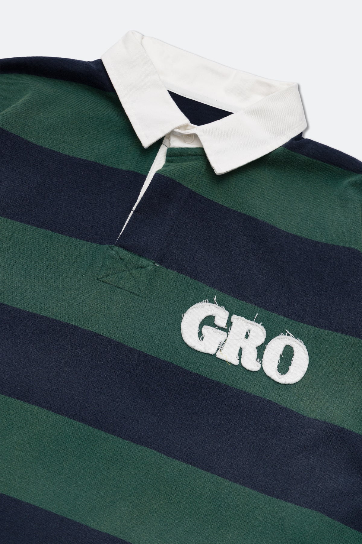 GROCERY PATCH LOGO LONG SLEEVE RUGBY SHIRT/ GREEN & NAVY