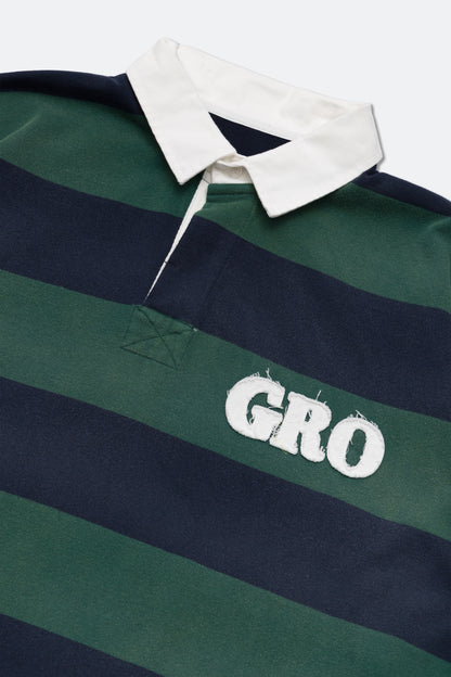 GROCERY PATCH LOGO LONG SLEEVE RUGBY SHIRT/ GREEN & NAVY