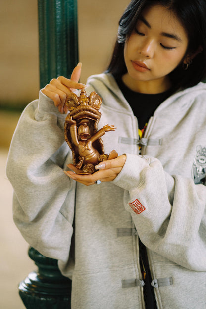 URDU X NEEDLESS DONALD DUCK KUNG FU ZIP UP HOODIE/ GREY